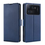 For Xiaomi Mi 11 Ultra Ultra-thin Voltage Side Buckle PU + TPU Horizontal Flip Leather Case with Holder & Card Slot(Blue)