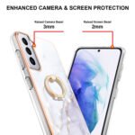 For Samsung Galaxy S21+ 5G Electroplating Marble Pattern IMD TPU Shockproof Case with Ring Holder(White 006)