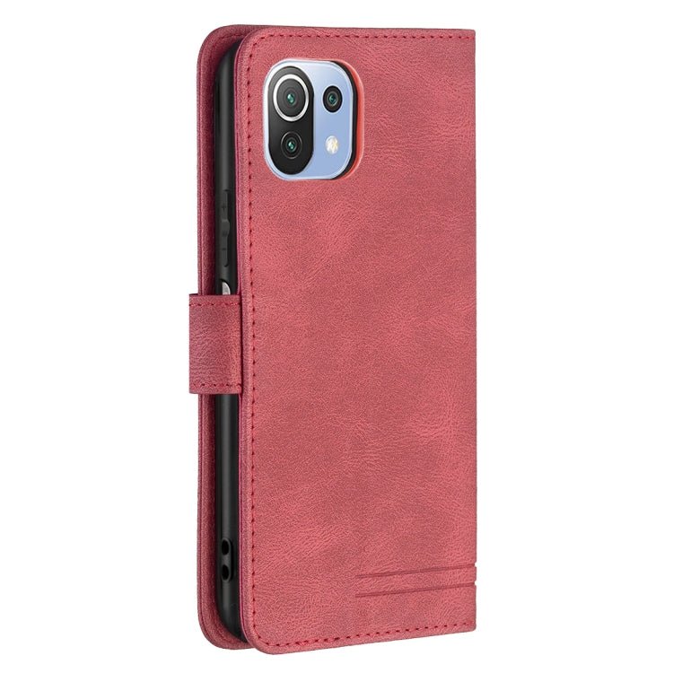 For Xiaomi Mi 11 Lite Magnetic Clasp RFID Blocking Anti-Theft Leather Case with Holder & Card Slots & Wallet(Red)