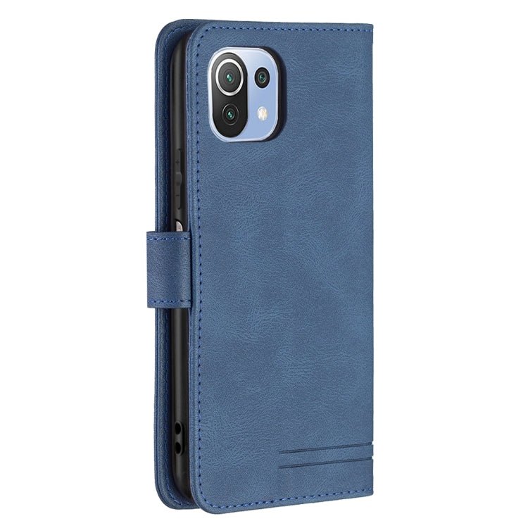 For Xiaomi Mi 11 Lite Magnetic Clasp RFID Blocking Anti-Theft Leather Case with Holder & Card Slots & Wallet(Blue)