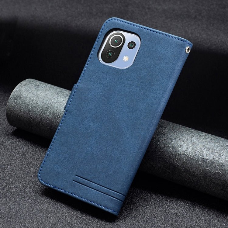 For Xiaomi Mi 11 Lite Magnetic Clasp RFID Blocking Anti-Theft Leather Case with Holder & Card Slots & Wallet(Blue)