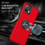 For Xiaomi Mi 11 Lite 5G PC + TPU Shockproof Magnetic Phone Case with Invisible Ring Holder(Red)