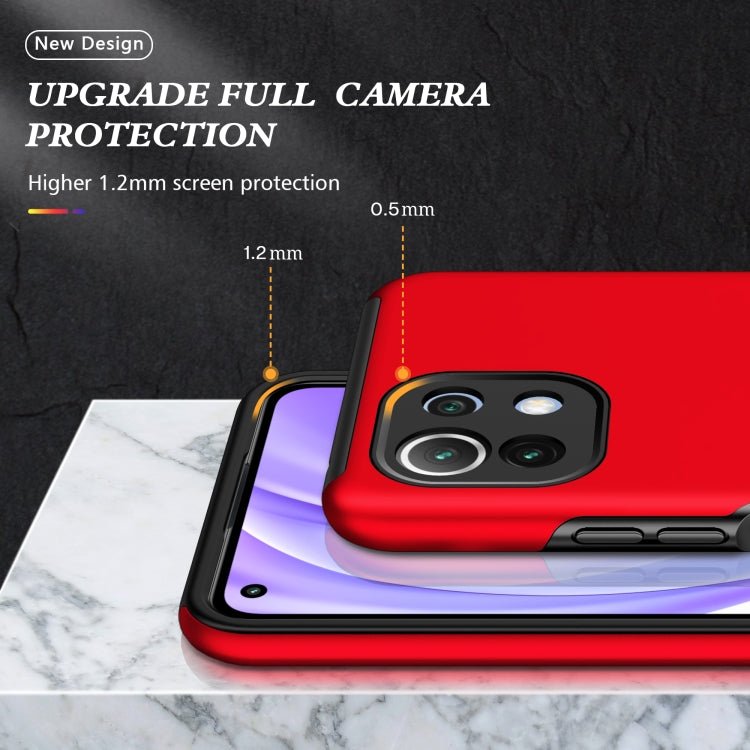 For Xiaomi Mi 11 Lite 5G PC + TPU Shockproof Magnetic Phone Case with Invisible Ring Holder(Red)