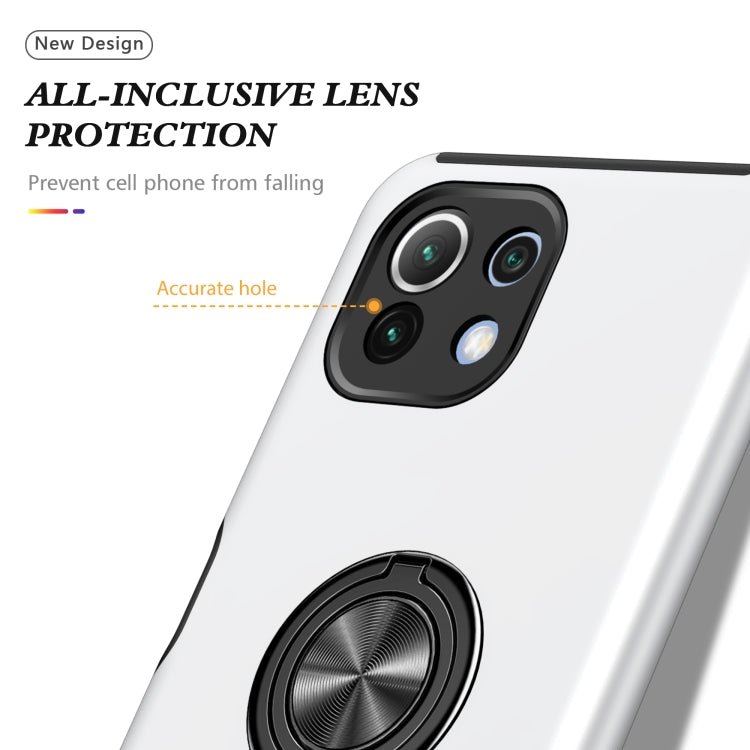 For Xiaomi Mi 11 Lite 5G PC + TPU Shockproof Magnetic Phone Case with Invisible Ring Holder(Silver)