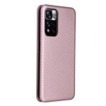 For Xiaomi Redmi Note 11 Pro / Note 11 Pro+ Carbon Fiber Texture Horizontal Flip PU Phone Case(Pink)