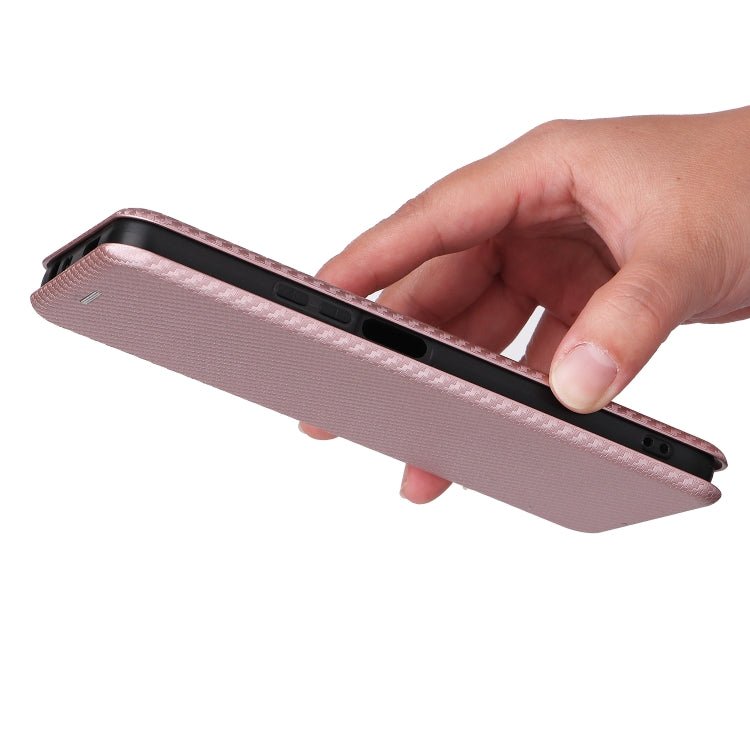 For Xiaomi Redmi Note 11 Pro / Note 11 Pro+ Carbon Fiber Texture Horizontal Flip PU Phone Case(Pink)
