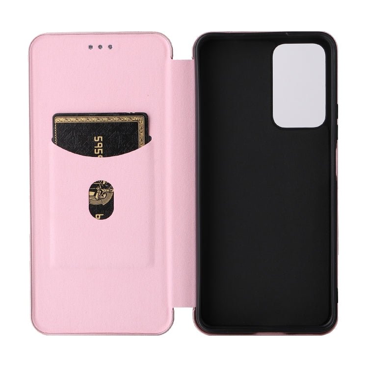 For Xiaomi Redmi Note 11 Pro / Note 11 Pro+ Carbon Fiber Texture Horizontal Flip PU Phone Case(Pink)