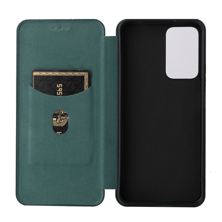 For Xiaomi Redmi Note 11 Pro / Note 11 Pro+ Carbon Fiber Texture Horizontal Flip PU Phone Case(Green)