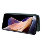 For Xiaomi Redmi Note 11 Pro / Note 11 Pro+ Carbon Fiber Texture Horizontal Flip PU Phone Case(Green)