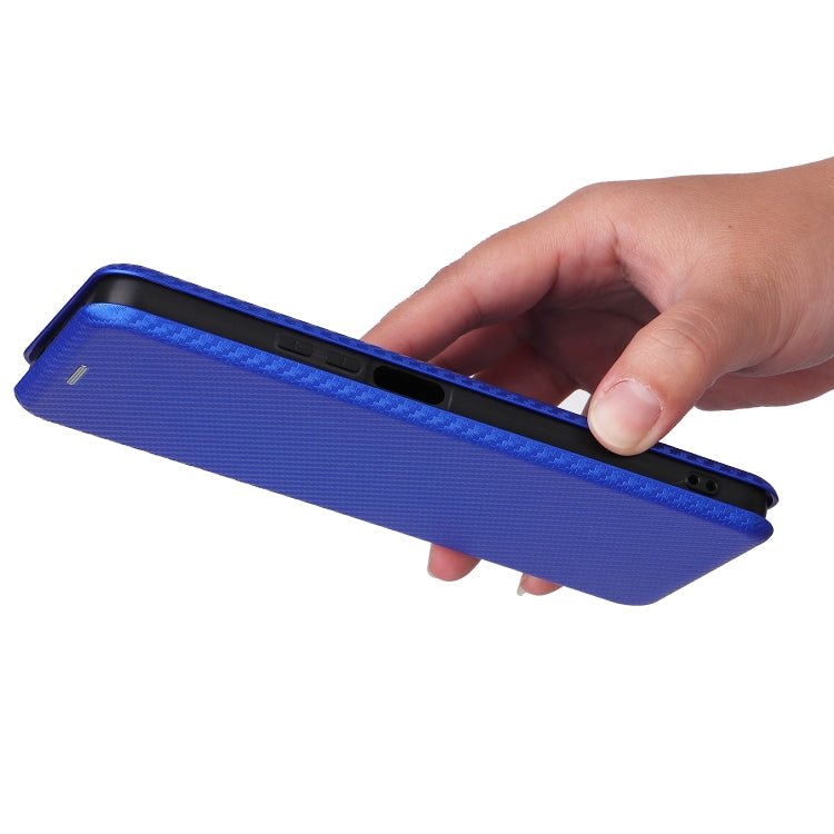 For Xiaomi Redmi Note 11 Pro / Note 11 Pro+ Carbon Fiber Texture Horizontal Flip PU Phone Case(Blue)