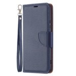 For Samsung Galaxy S22+ 5G Litchi Texture Pure Color Horizontal Flip Leather Phone Case with Holder & Card Slots & Wallet & Lanyard(Dark Blue)