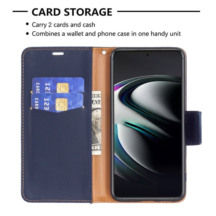 For Samsung Galaxy S22+ 5G Litchi Texture Pure Color Horizontal Flip Leather Phone Case with Holder & Card Slots & Wallet & Lanyard(Dark Blue)