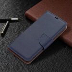 For Samsung Galaxy S22+ 5G Litchi Texture Pure Color Horizontal Flip Leather Phone Case with Holder & Card Slots & Wallet & Lanyard(Dark Blue)