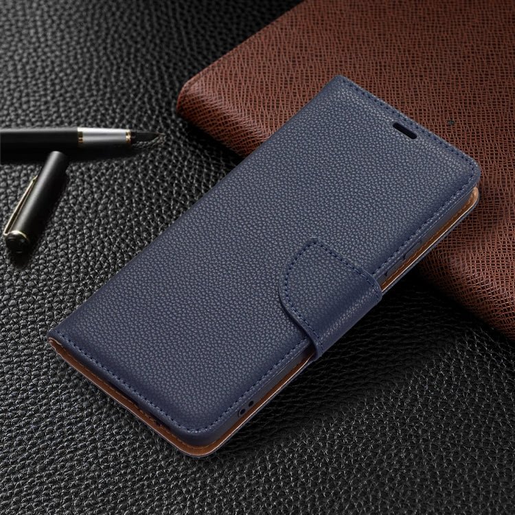 For Samsung Galaxy S22+ 5G Litchi Texture Pure Color Horizontal Flip Leather Phone Case with Holder & Card Slots & Wallet & Lanyard(Dark Blue)