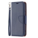 For Samsung Galaxy S22 5G Litchi Texture Pure Color Horizontal Flip Leather Phone Case with Holder & Card Slots & Wallet & Lanyard(Dark Blue)