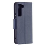 For Samsung Galaxy S22 5G Litchi Texture Pure Color Horizontal Flip Leather Phone Case with Holder & Card Slots & Wallet & Lanyard(Dark Blue)