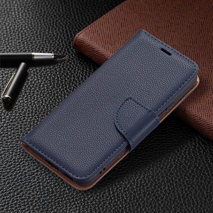 For Samsung Galaxy S22 5G Litchi Texture Pure Color Horizontal Flip Leather Phone Case with Holder & Card Slots & Wallet & Lanyard(Dark Blue)