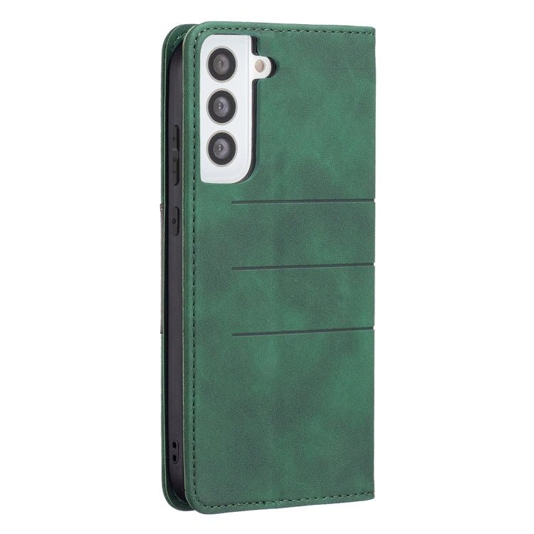For Samsung Galaxy S21+ 5G Magnetic Splicing Leather Phone Case(Green)