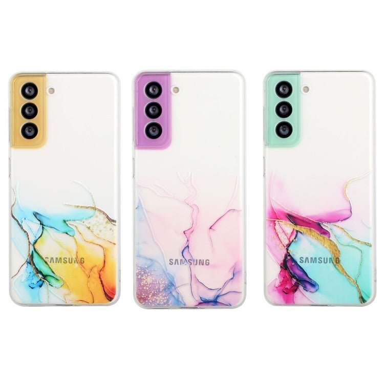 For Samsung Galaxy S22+ 5G Hollow Marble Pattern TPU Precise Hole Phone Protective Case(Green)
