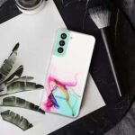 For Samsung Galaxy S22 5G Hollow Marble Pattern TPU Precise Hole Phone Protective Case(Green)