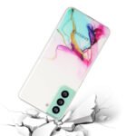 For Samsung Galaxy S22 5G Hollow Marble Pattern TPU Precise Hole Phone Protective Case(Green)