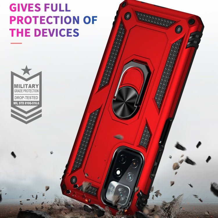 For Xiaomi Redmi Note 11 5G Shockproof TPU + PC Phone Case with 360 Degree Rotating Holder(Red)