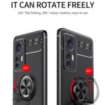 For Xiaomi 12 Ring Holder 360 Degree Rotating TPU Case(Black Red)