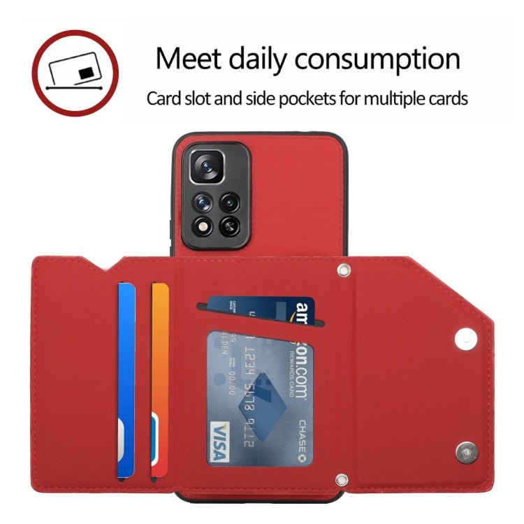 For Xiaomi Redmi Note 11 Pro Skin Feel PU + TPU + PC Phone Case with Card Slots(Red)