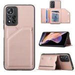 For Xiaomi Redmi Note 11 Pro Skin Feel PU + TPU + PC Phone Case with Card Slots(Rose Gold)