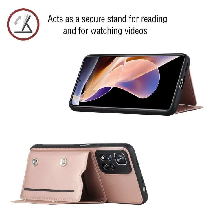 For Xiaomi Redmi Note 11 Pro Skin Feel PU + TPU + PC Phone Case with Card Slots(Rose Gold)