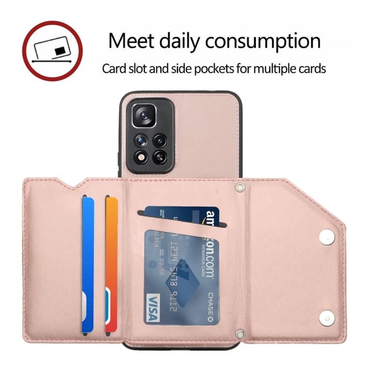 For Xiaomi Redmi Note 11 Pro Skin Feel PU + TPU + PC Phone Case with Card Slots(Rose Gold)