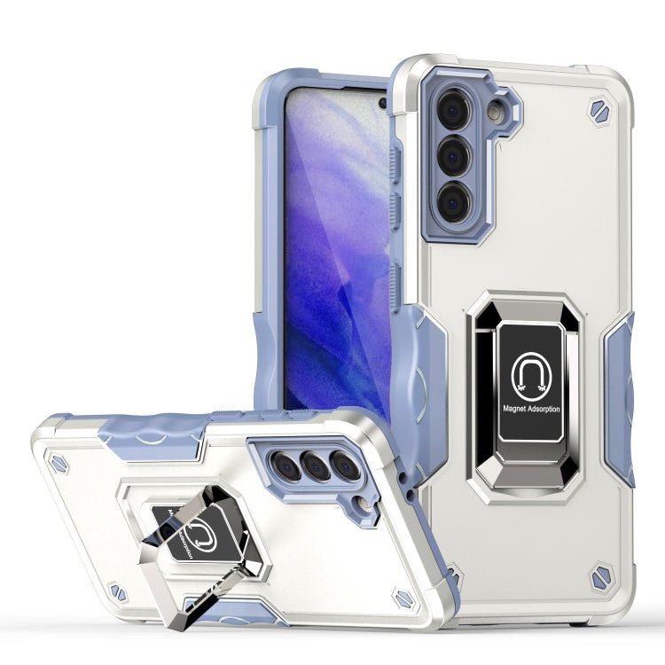 For Samsung Galaxy S21+ 5G Ring Holder Non-slip Armor Phone Case(White)