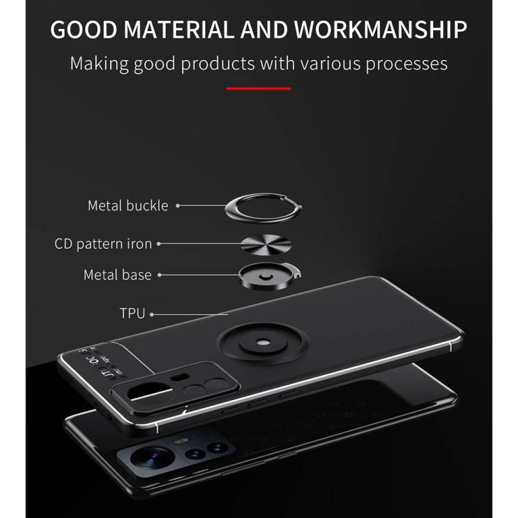 For Xiaomi 12 Pro Metal Ring Holder TPU Phone Case(Black)