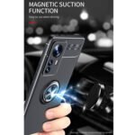 For Xiaomi 12 Pro Metal Ring Holder TPU Phone Case(Black Rose Gold)
