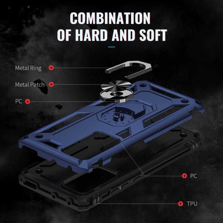 For Xiaomi 12 Shockproof TPU + PC Phone Case with Holder(Blue)