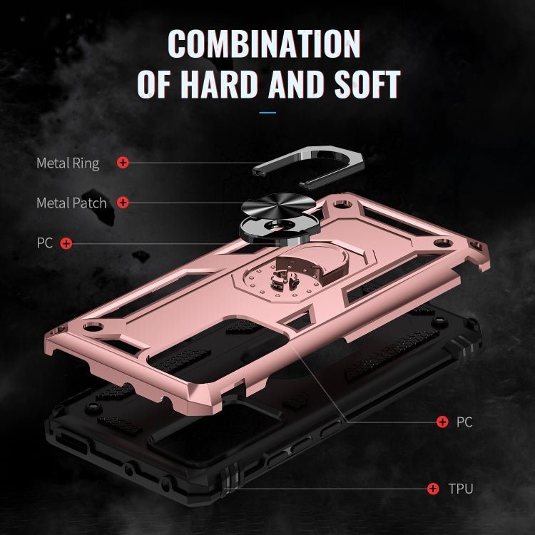 For Xiaomi 12 Shockproof TPU + PC Phone Case with Holder(Rose Gold)