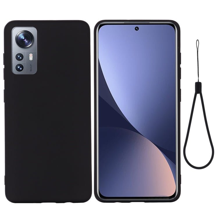 For Xiaomi 12 / 12X Pure Color Liquid Silicone Phone Case(Black)