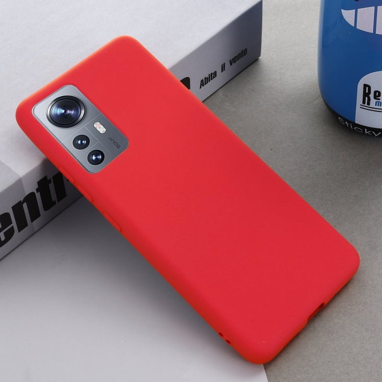 For Xiaomi 12 / 12X Pure Color Liquid Silicone Phone Case(Red)