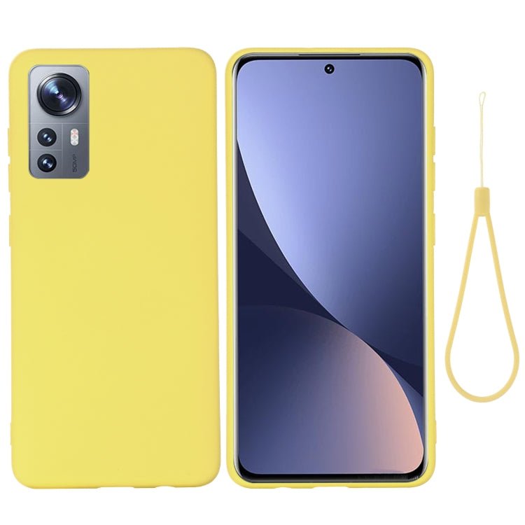 For Xiaomi 12 / 12X Pure Color Liquid Silicone Phone Case(Yellow)