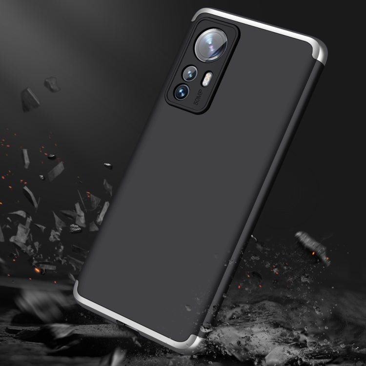 For Xiaomi 12 Pro GKK Three Stage Splicing PC Phone Case(Black Silver)