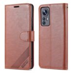 For Xiaomi 12 5G AZNS Sheepskin Texture Flip Leather Phone Case(Brown)