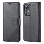 For Xiaomi 12 5G AZNS Sheepskin Texture Flip Leather Phone Case(Black)