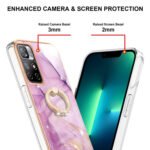 For Xiaomi Redmi Note 11 5G China / Poco M4 Pro 5G / Note 11T 5G India Electroplating Marble Pattern IMD TPU Shockproof Phone Case with Ring Holder(Purple 001)