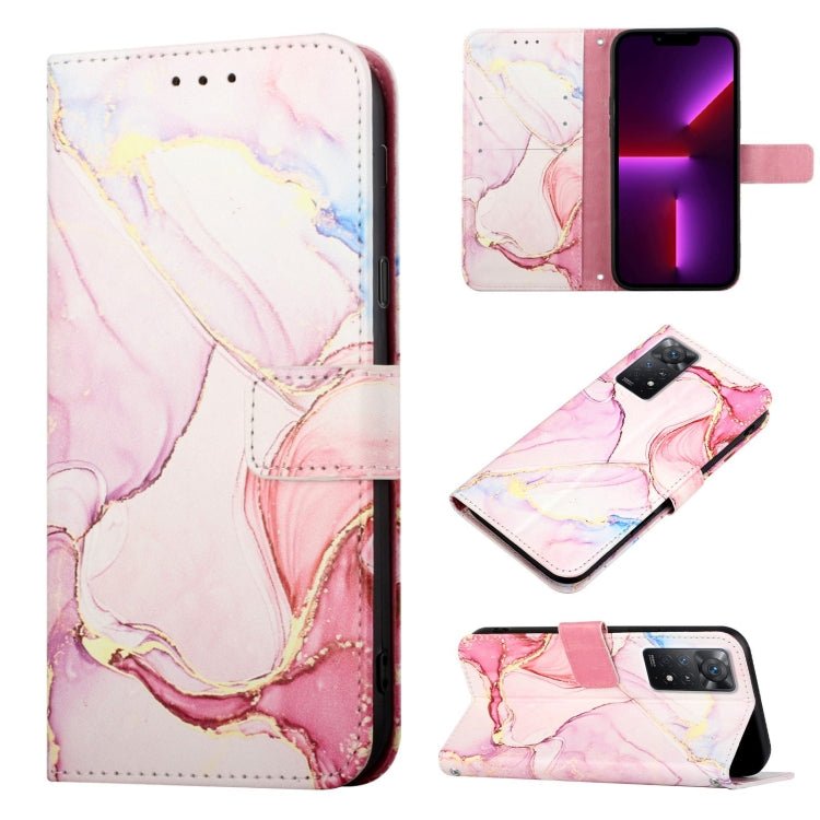 For Xiaomi Redmi Note 11 Pro 5G / 4G PT003 Marble Pattern Flip Leather Phone Case(Rose Gold LS005)