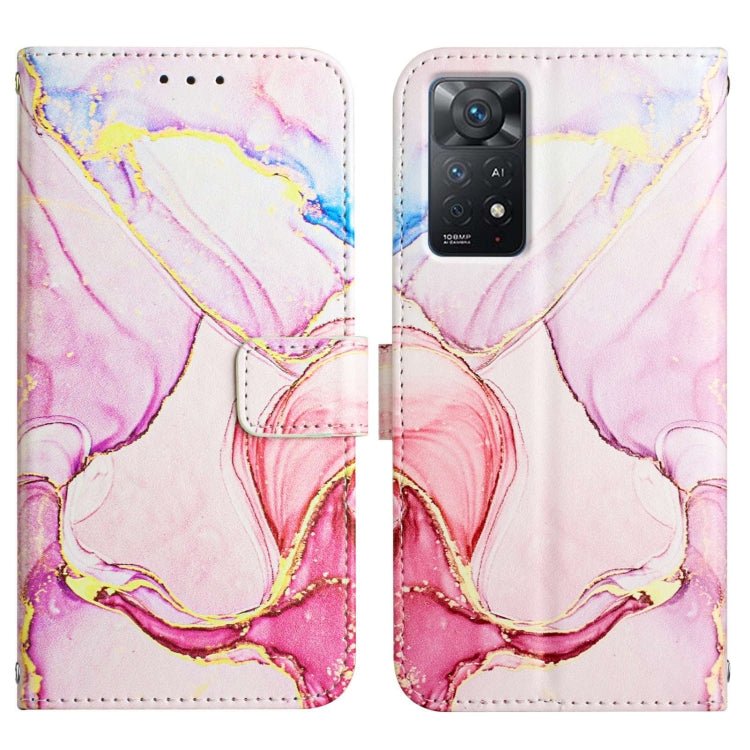 For Xiaomi Redmi Note 11 Pro 5G / 4G PT003 Marble Pattern Flip Leather Phone Case(Rose Gold LS005)