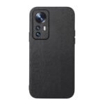 For Xiaomi 12 Pro Wood Texture PU Phone Case(Black)