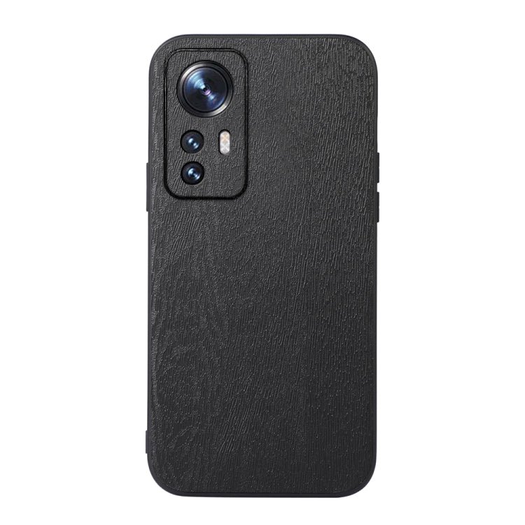 For Xiaomi 12 Pro Wood Texture PU Phone Case(Black)
