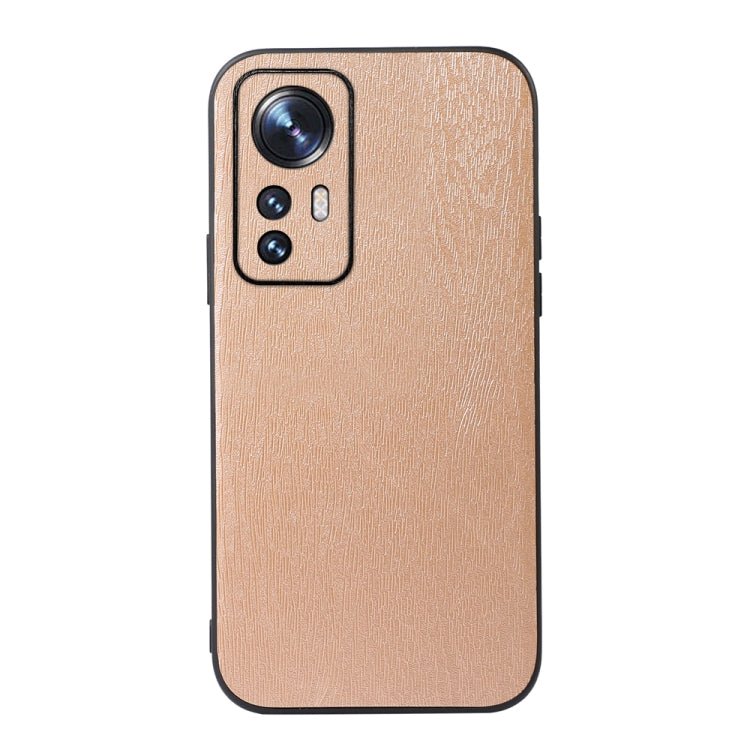 For Xiaomi 12 Pro Wood Texture PU Phone Case(Gold)