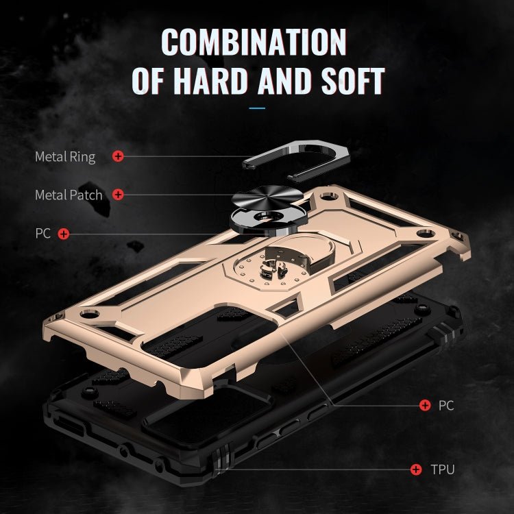 For Xiaomi 12 Pro Shockproof TPU + PC Phone Case with Holder(Gold)