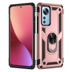 For Xiaomi 12 Pro Shockproof TPU + PC Phone Case with Holder(Rose Gold)